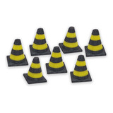 Kit 7 Miniaturas De Cones - Escala 1:43 - Preto/amarelo