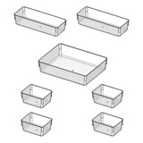 Kit 7 Organizador Multiuso Modular Gavetas Acrílico Cristal