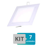 Kit 7 Painel Plafon Led Embutir Slim Quadrado 18w Branco Frio Cor Branco Voltagem 110v 220v bivolt