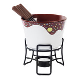 Kit 7 Peças Fondue Cerâmica Brinox Para Chocolate E Queijo