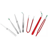 Kit 7 Pinças Longas De Aço Artesanato Relógio E Eletrônica