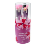 Kit 7 Pincel De Maquiagem Com Porta Pinceis Kp9 3r Macrilan Cor Rosa