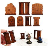 Kit 7 Portas Miniaturas Amadeiradas Rpg