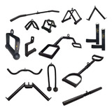 Kit 7 Puxadores Academia Articulado Barra Pulley Corda