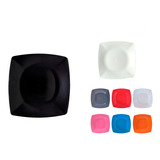 Kit 70 Prato Quadrado Plástico Refeição 70 Prato Sobremesa