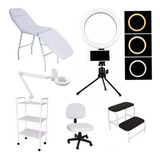Kit 73 Estética Cadeira Maca Lupa Carri Mocho Escada Brinde