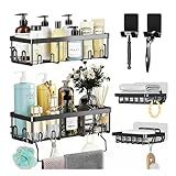 Kit 7Prateleiras Para Banheiro Lavanderia Cozinha Quarto Adesiva Decorativa Organizadora Lateral Preto 