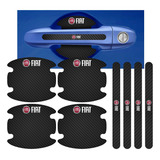 Kit 8 Adesivos Protetor Maçaneta Fibra Carbono Emblema Fiat