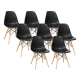 Kit 8 Cadeiras Charles Eames Wood