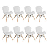Kit 8 Cadeiras Estofadas Charles Eames Eiffel Slim Confort Cor Branco Cor Da Estrutura Da Cadeira Branco