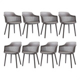 Kit 8 Cadeiras Marcela Montreal Design Moderno Decorativo Estrutura Da Cadeira Cinza Assento Mesma Cor Da Cadeira