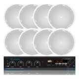 Kit 8 Caixas Som Ambiente Embutir Amplificador 4ch Bt Grave