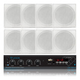 Kit 8 Caixas Som Embutir Teto Quad Amplificador 4ch Bt Grave