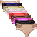 Kit 8 Calcinhas Cós Alto Detalhes Em Renda Lingerie