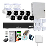 Kit 8 Câmeras E Dvr Intelbras 8 Canais Rack Microfone Gaiola