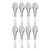 Kit 8 Colher Espátula Inox Pegador Prático Cabo Transparente