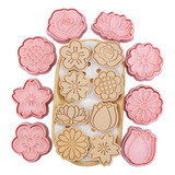Kit 8 Cortador Ejetor De Biscoito 3d Carimbo P Doces Flores
