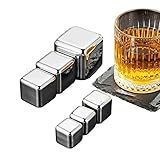 Kit 8 Cubos De Gelo De Aço Inox Com Pegador Bebidas 4 CUBOS PEGADOR 