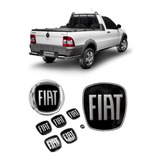 Kit 8 Emblemas Fiat Preto Strada