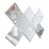 Kit 8 Espelhos Mosaico Quadrado 20x20cm Bisotê Eb2000