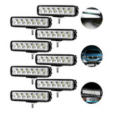 Kit 8 Farol Auxiliar Milha 09 36v Mini Barra 6 Leds 18w Slim
