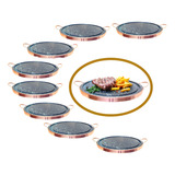 Kit 8 Grelhas Chapa De Pedra Sabão Para Carne 32 Cm Curadas