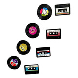 Kit 8 Imã Decorativo Disco Vinilfita Cassete Retro Vintage