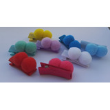 Kit 8 Lacinhos Presilha Cabelo Bebê Com Pompom Todo Encapado