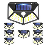 Kit 8 Luminária Solar 100 Led Com Sensor Jardim Prova Dágua