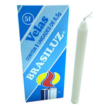 Kit 8 Mini Velas Palito Comum Branca 5f 10 5cm Brasiluz 6 5g