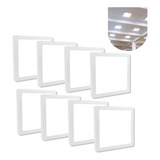 Kit 8 Painel Plafon Led 18w Sobrepor Quadrado Branco Frio