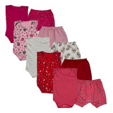 Kit 8 Pçs Body E Shorts Bebe Menina E Menino 100 Algodão