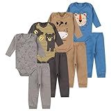 Kit 8 Peças 4 Conjuntos De Body Calça Mijão Roupa Infantil Bebê Recem Nascido A 12 Meses Inverno Verão Estampado Longo Manga Longa Menino M 3 6M 