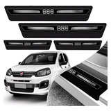 Kit 8 Peças Adesivo Soleira Porta Novo Uno Vivace 2011 2012 2013 2014 2015 2016 Way Uno Drive Preto