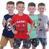 Kit 8 Peças Infantil Camisetas E Bermudas De Verão Menino Crianças 4 Conjuntos Infantis Tamanho 6