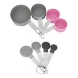 Kit 8 Peças Jogo De Colheres Medidores Culinário Em Silicone