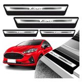 Kit 8 Peças Soleira Adesivo Porta Fiesta 2004 Á 2010 2011 2012 E New Fiesta 2013 2014 2015 2016 2017 2018 2019 Prata