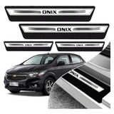Kit 8 Peças Soleira Adesivo Porta Gm Onix 2013 2014 2015 2016 2017 2018 2019 Prata
