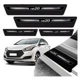 Kit 8 Peças Soleira Adesivo Porta Hyundai Hb20 Hatch 2013 2014 2015 2016 2017 2018 2019 Preto