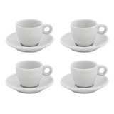 Kit 8 Peças Xícaras Pires 150ml Porcelanas Branco Chá