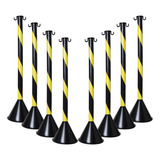 Kit 8 Pedestal Organizador De Fila Zebrado De Plástico 90cm