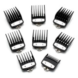 Kit 8 Pentes Metal Maquina Corte Cabelo P Wahl Preto