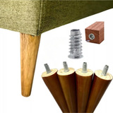 Kit 8 Pés Palito 17cm Madeira Sofás E Poltronas Com Buchas
