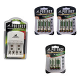 Kit 8 Pilha Recarregável Aa 4 Pilhas Aaa Com Carregador
