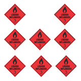 Kit 8 Placas De Risco Líquido Inflamavel 3 Vermelha Em Pvc