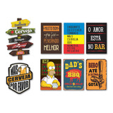Kit 8 Placas Decorativas Cantinho Churrasco Bebidas Frases