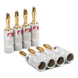 Kit 8 Plug Banana Nakamichi 24k Caixa Receiver Home Theater