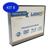 Kit 8 Porta Cd dvd Plástico Preto Para 12 Discos Levox