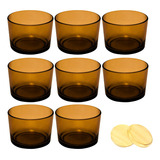 Kit 8 Potes De Vidro Patê Âmbar C tampa 120ml