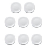 Kit 8 Prato Fino Quadrado Sobremesa 20 Cm Parma Bormioli